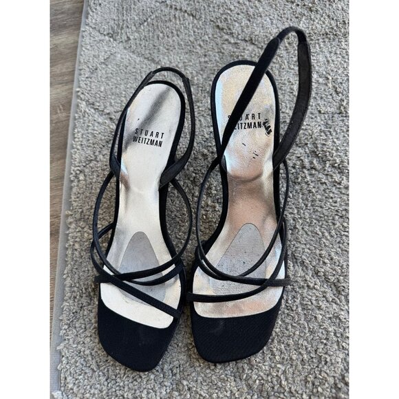Stuart Weitzman Black Strappy Heels Vintage - Picture 2 of 3